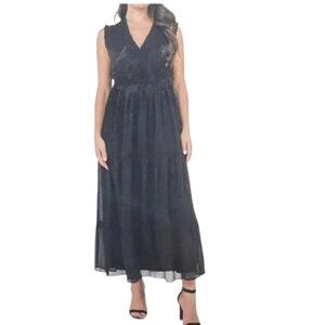 NEW Cristina B Sleeveless Ruffle Maxi Dress | Black